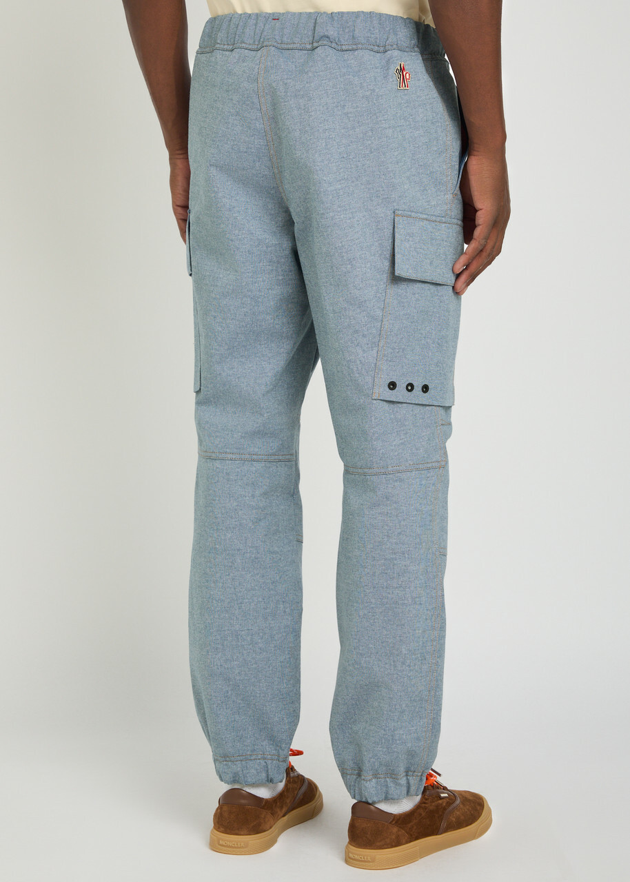 Moncler Grenoble Belted Denim Cargo Trousers Light Blue