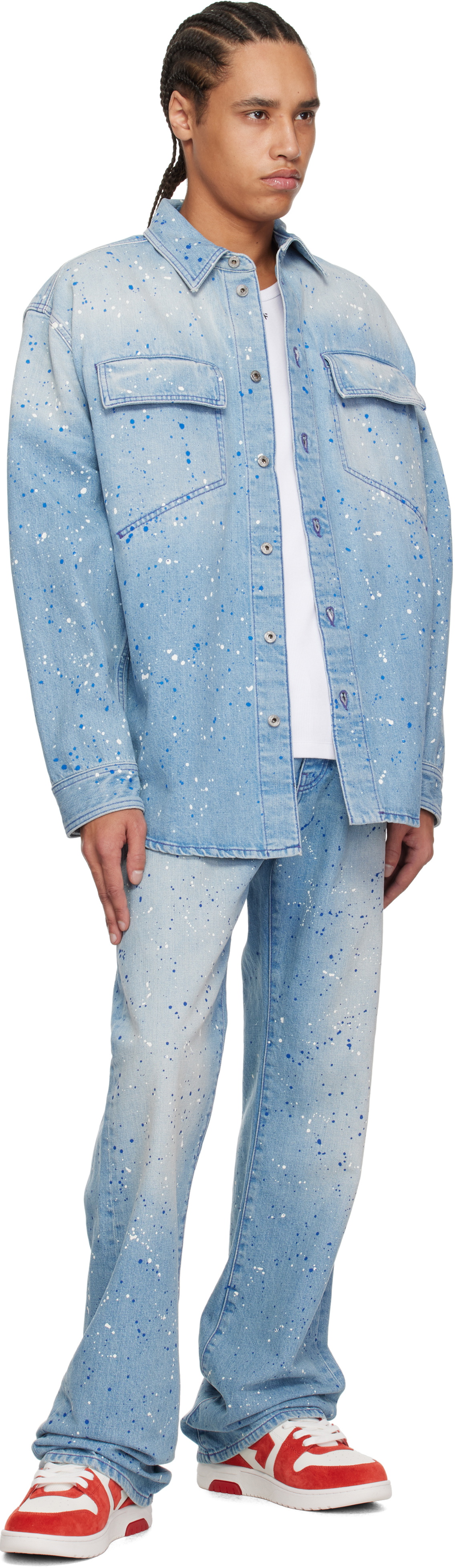 Off-White Blue Paint Splatter Denim Jacket