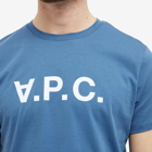 A.P.C. Men's A.P.C VPC Logo T-Shirt in Steel Blue/White