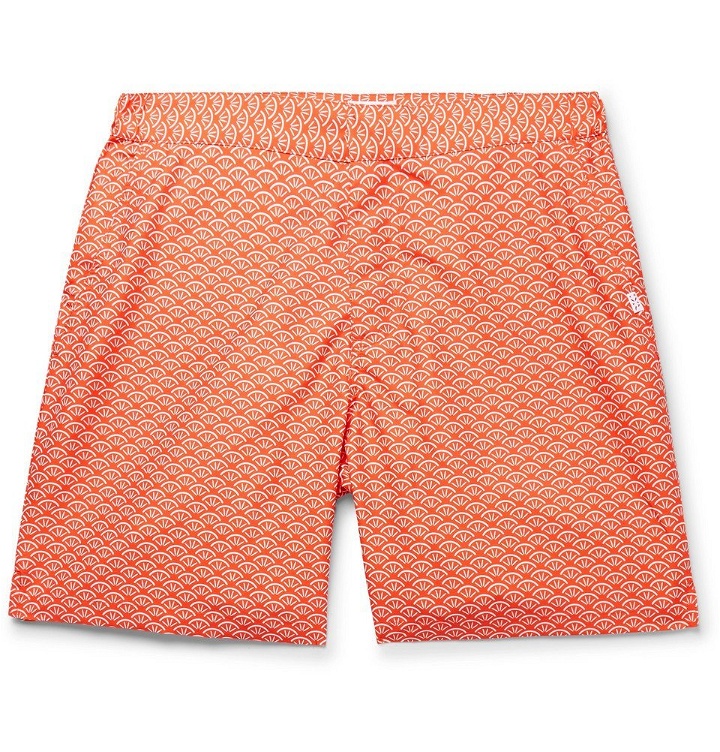 Photo: Derek Rose - Tropez 3 Mid-Length Printed Swim Shorts - Men - Orange