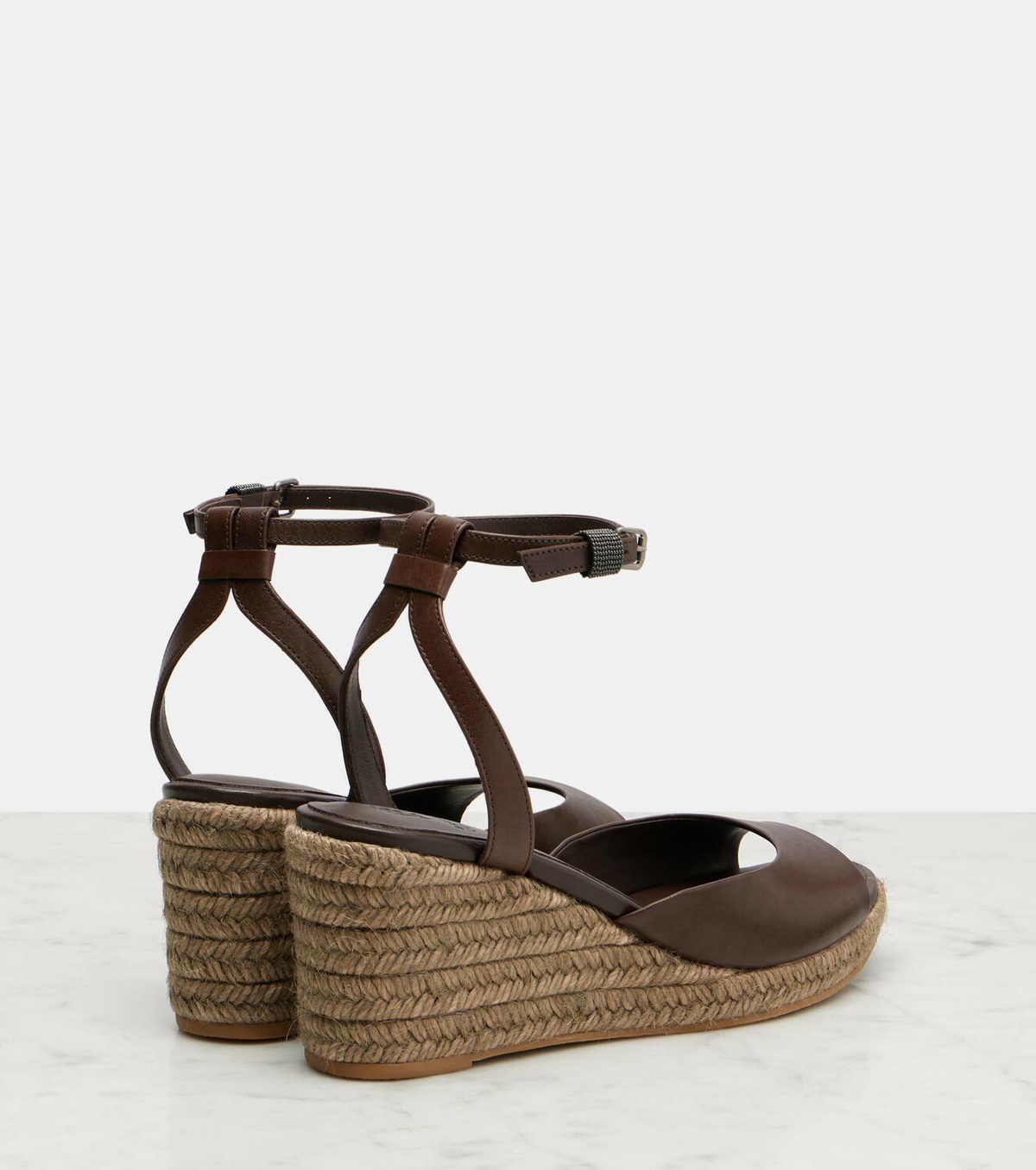 Brunello Cucinelli Leather espadrille wedges