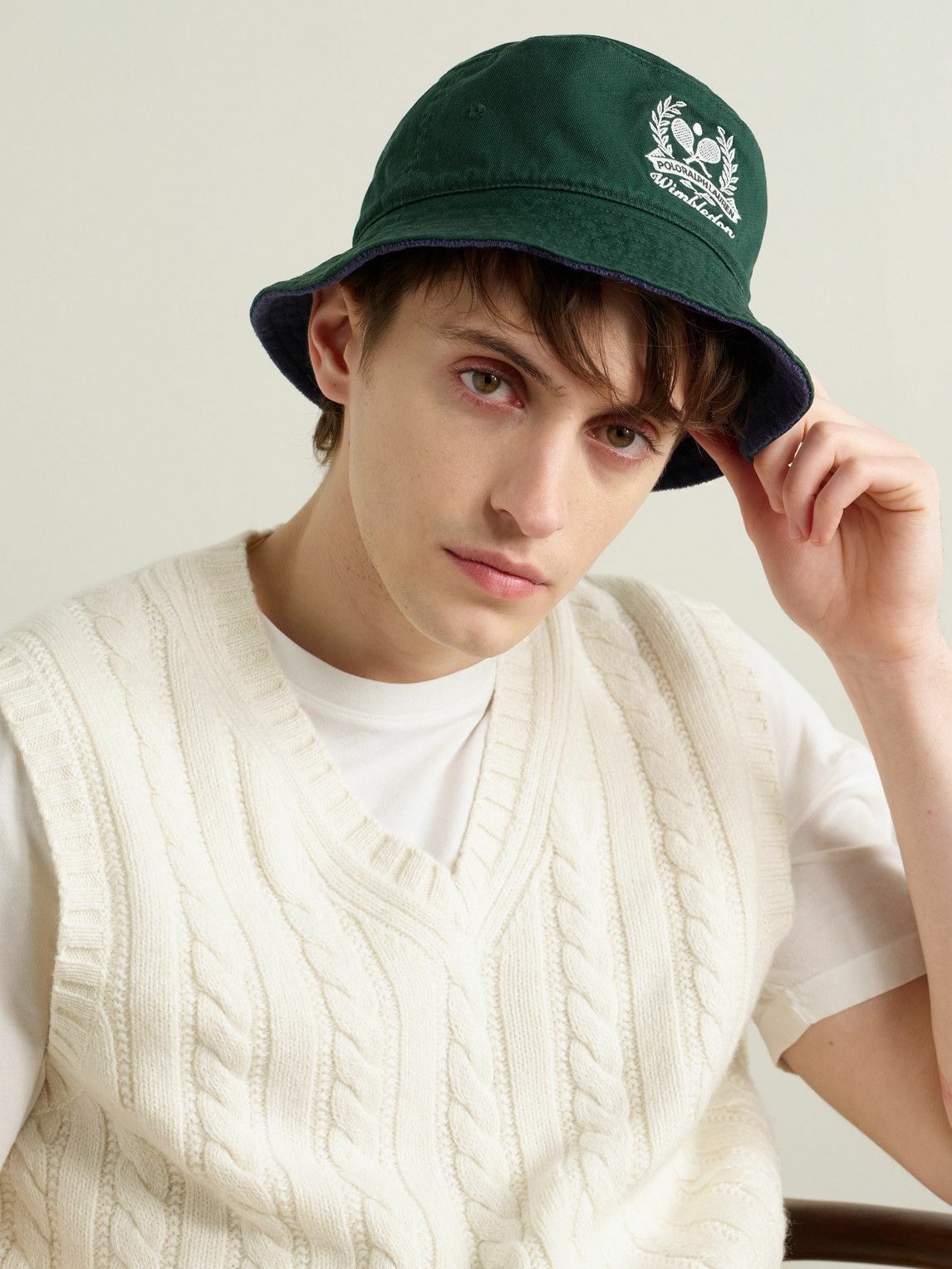 Polo Ralph Lauren - Wimbledon Reversible Logo-Embroidered Cotton-Twill and Terry Bucket Hat - Green