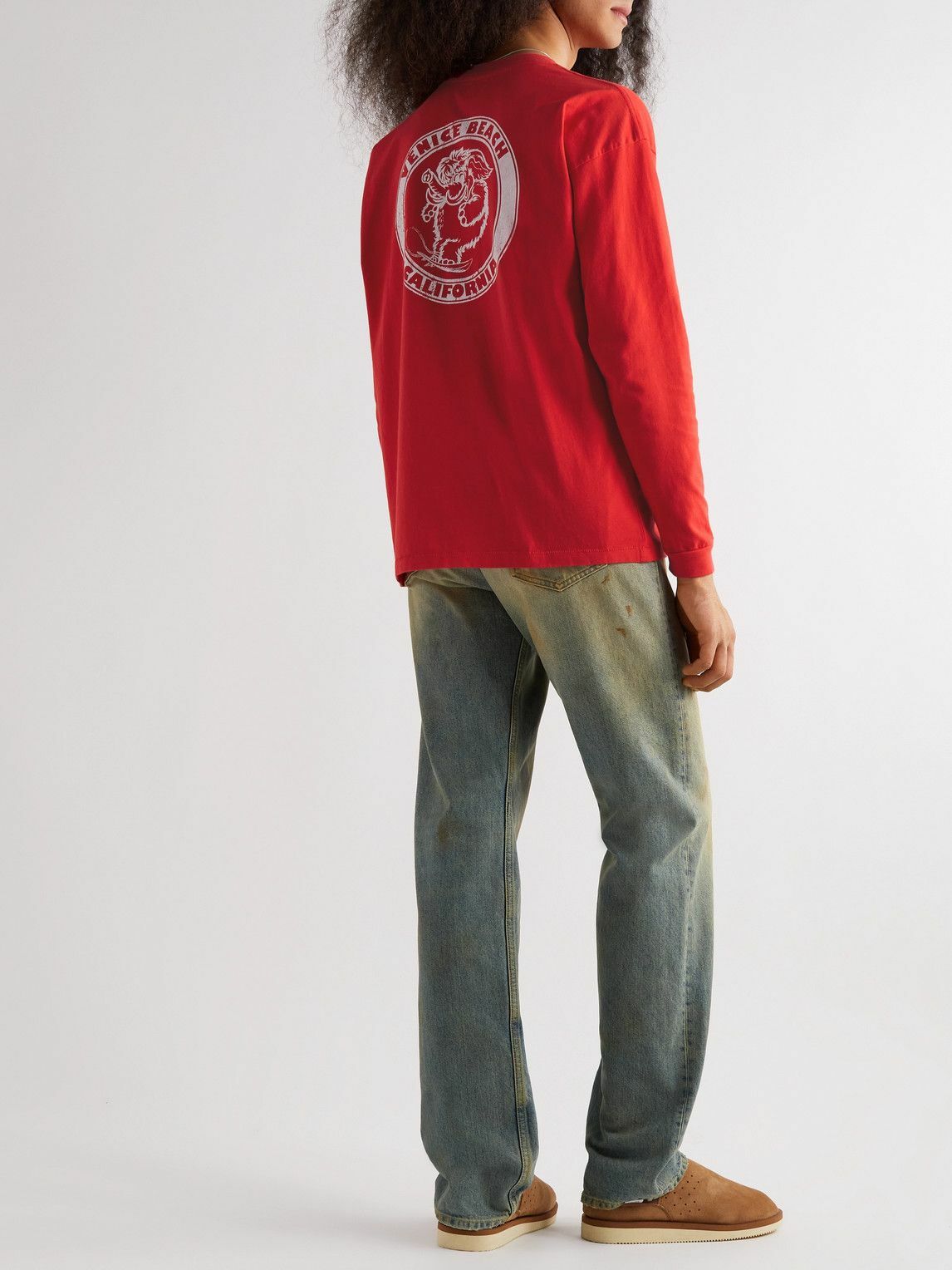 ERL venice Tシャツ 赤色 ERL - Venice Printed Cotton-Jersey T-Shirt - Red ERL