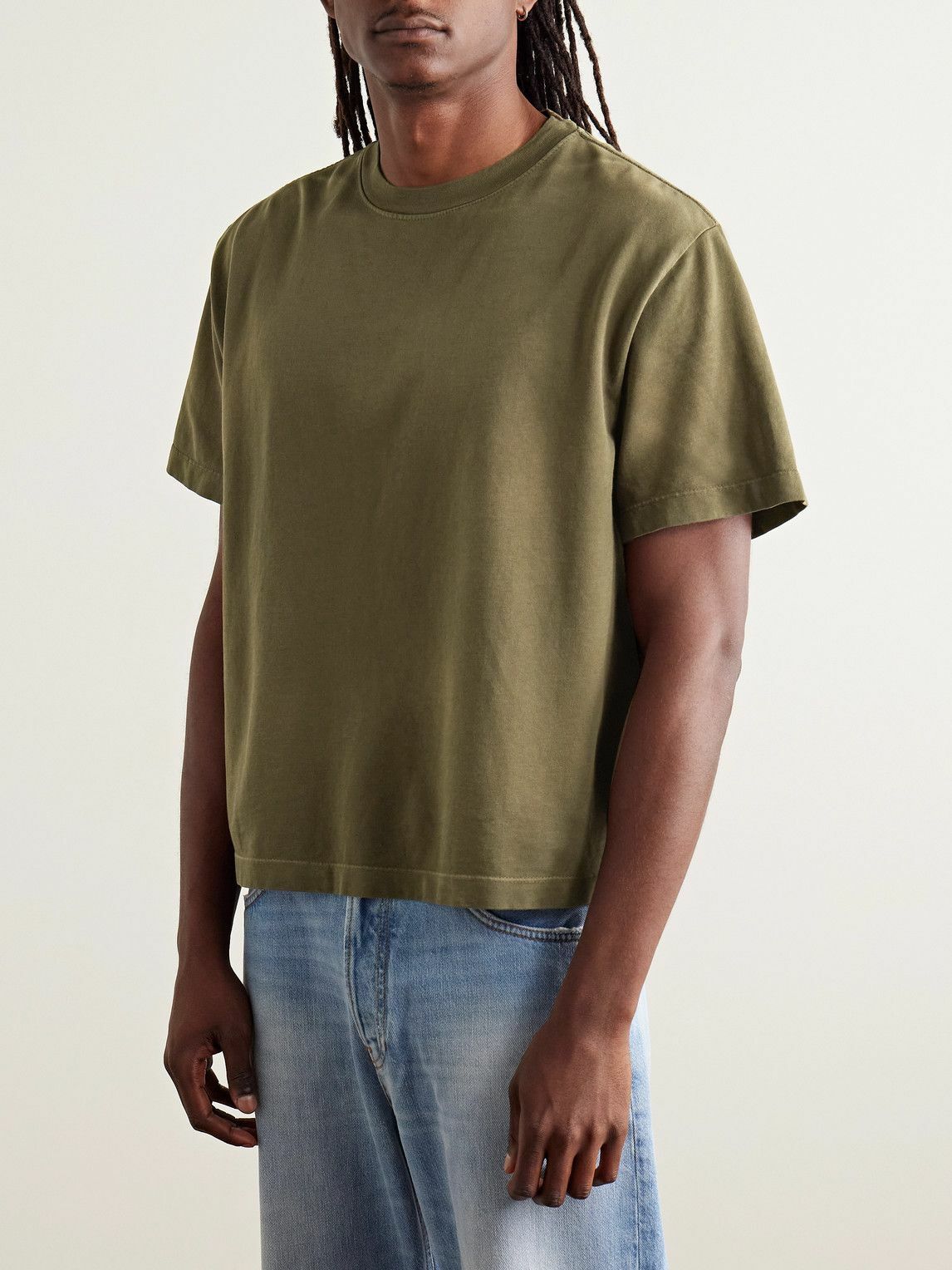 The Elder Statesman - Sunbleached Cotton and Cashmere-Blend Jersey T-Shirt - Green