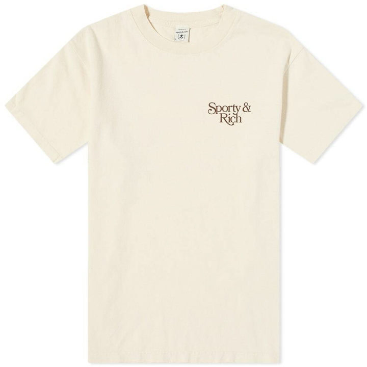 Photo: Sporty & Rich Men's Bardot Country Club T-Shirt in Cream/Brown