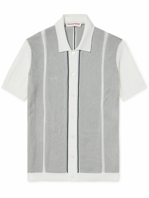 Photo: Orlebar Brown - Striped Embroidered Cotton-Piqué Shirt - Gray