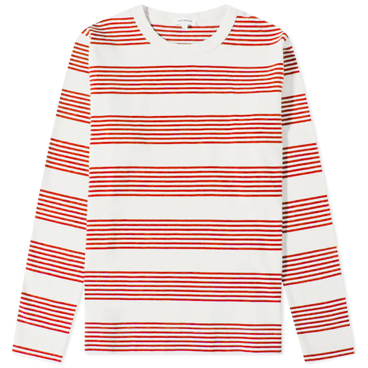 Photo: Norse Projects Men's Long Sleeve Holger Beach Stripe T-Shirt in Red