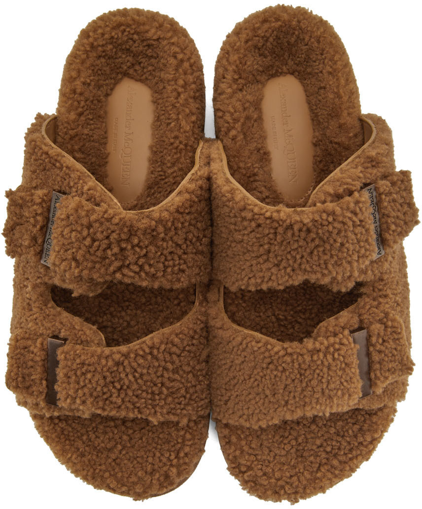 Alexander McQueen Brown Shearling Sandals Alexander McQueen display picture 3