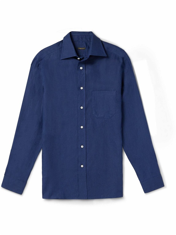 Photo: Rubinacci - Cutaway-Collar Linen Shirt - Blue