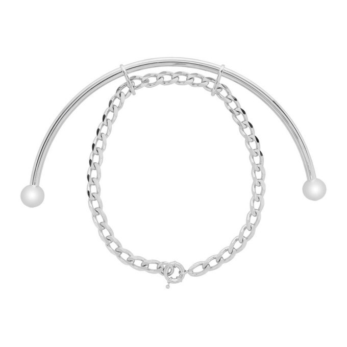 Photo: Y/Project SSENSE Exclusive Silver Semi-Hoop Necklace
