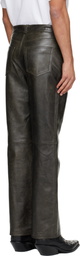 TONYWACK Black Flared-Leg Leather Pants