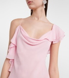 Self-Portrait Ruffled asymmetric georgette gown