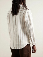 NN07 - Quinsy 5244 Striped Linen Shirt - Neutrals