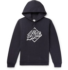 A.P.C. - Wayne Logo-Print Loopback Cotton-Blend Jersey Hoodie - Men - Navy