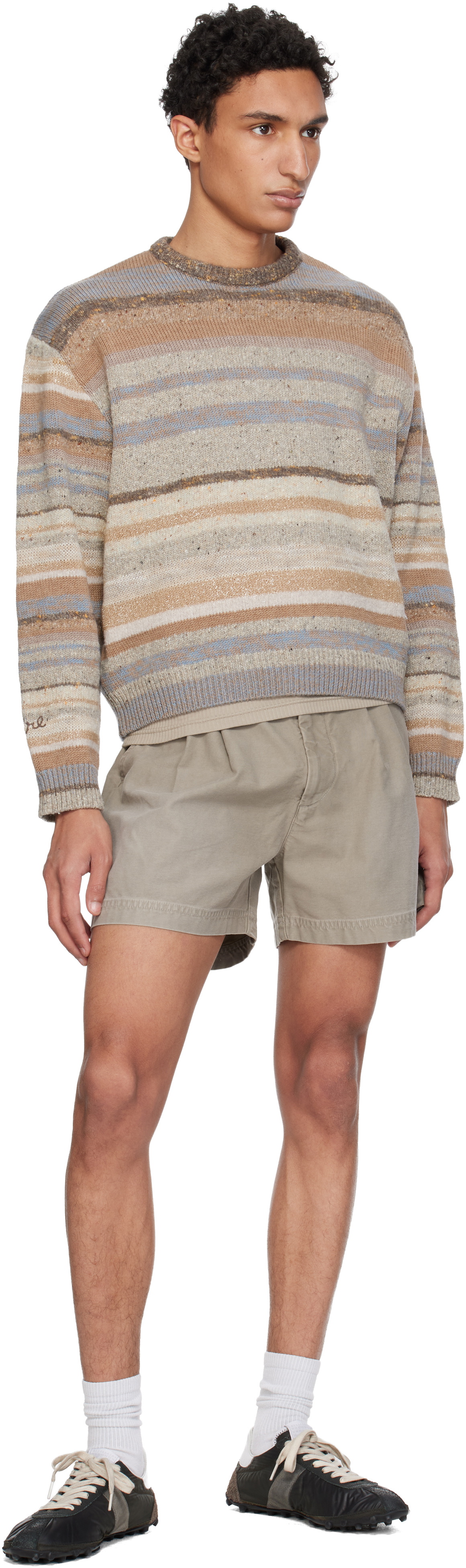 ERL Brown Striped Knit Crewneck
