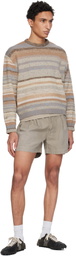 ERL Brown Striped Knit Crewneck