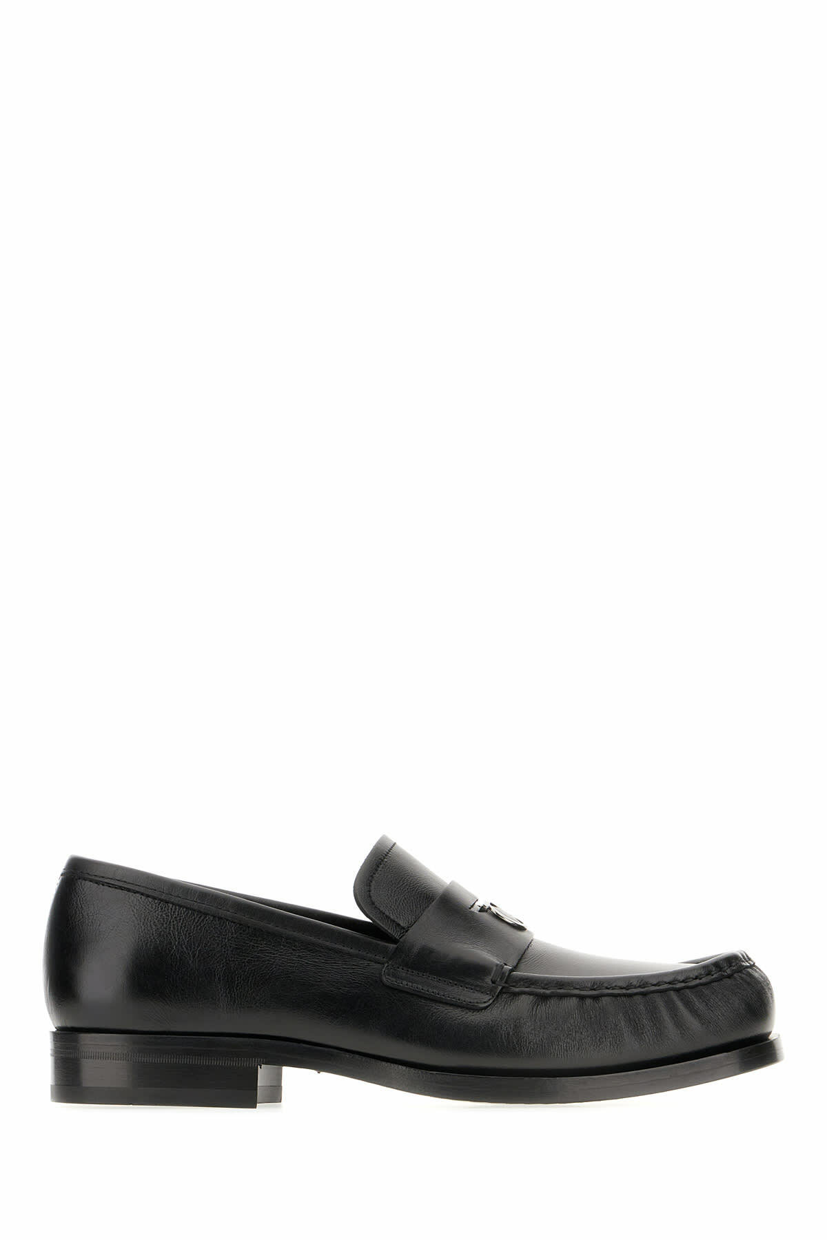 Ferragamo Gray Calf Leather Bos Taurus Slip-On Loafers main image 0