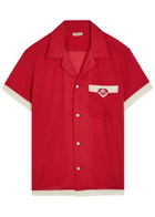 Bode Heart Deco Embroidered Cotton Shirt Red And White