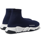 Balenciaga - Speed Sock Stretch-Knit Slip-On Sneakers - Blue