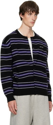 We11done Black Stripe Logo Cardigan