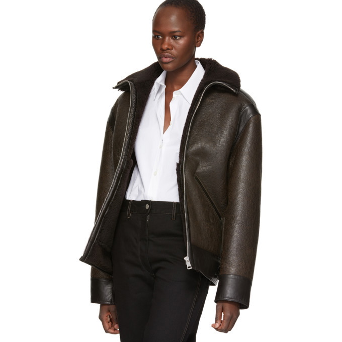 Lemaire Brown Shearling Flight Jacket Lemaire