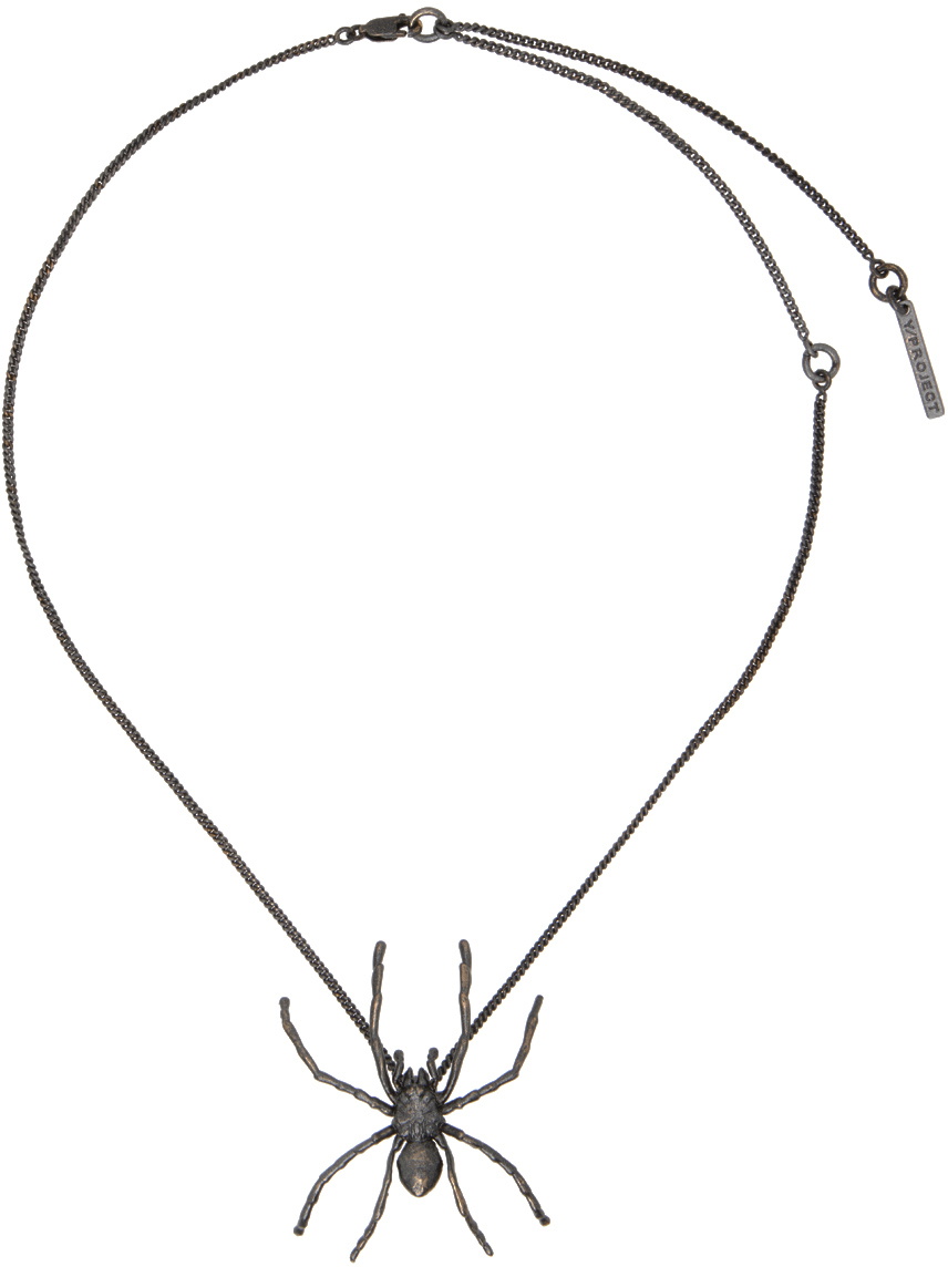 Y/Project Gunmetal Spider Pendant Necklace