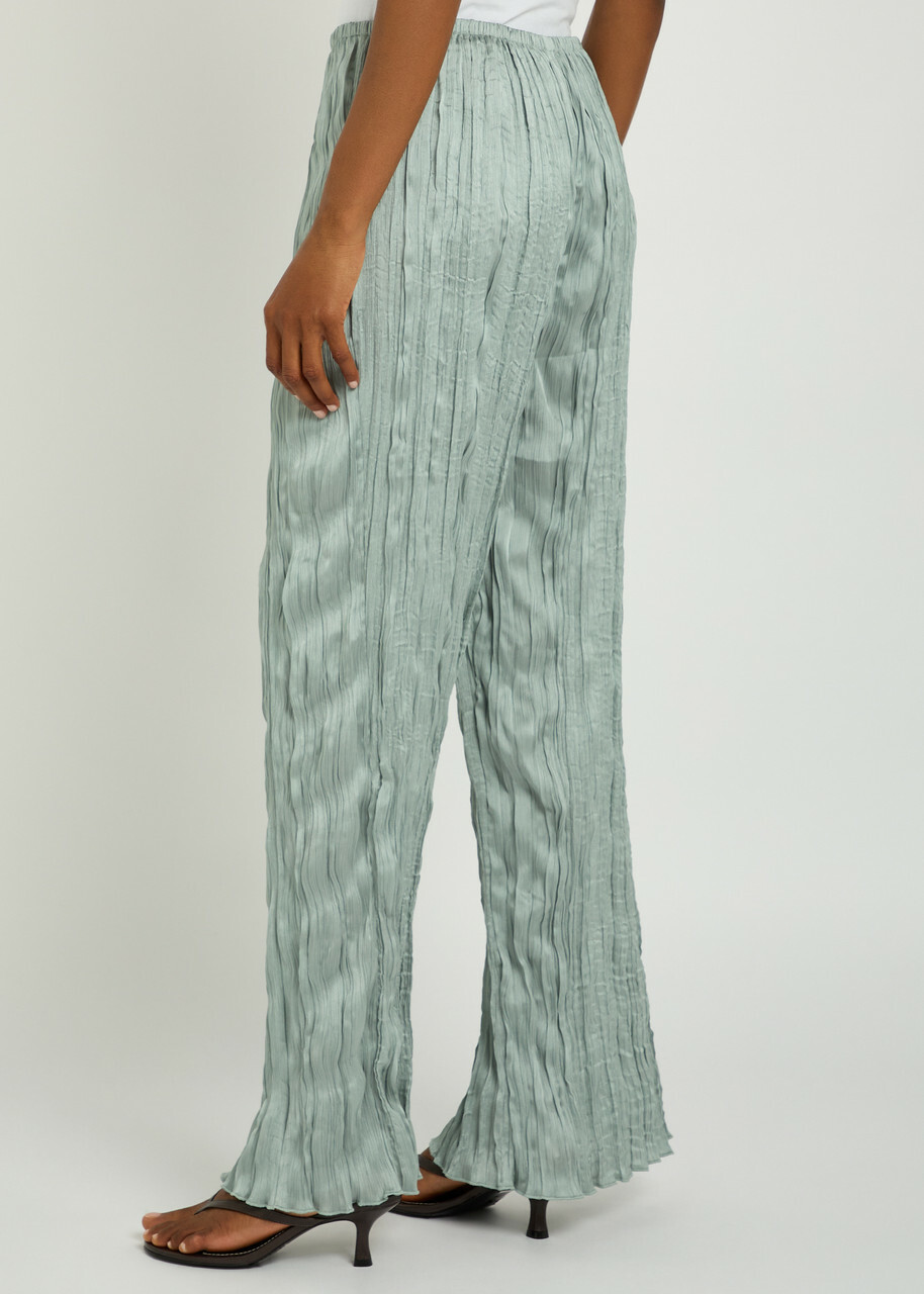 Staud Nami Plissé Trousers Silver