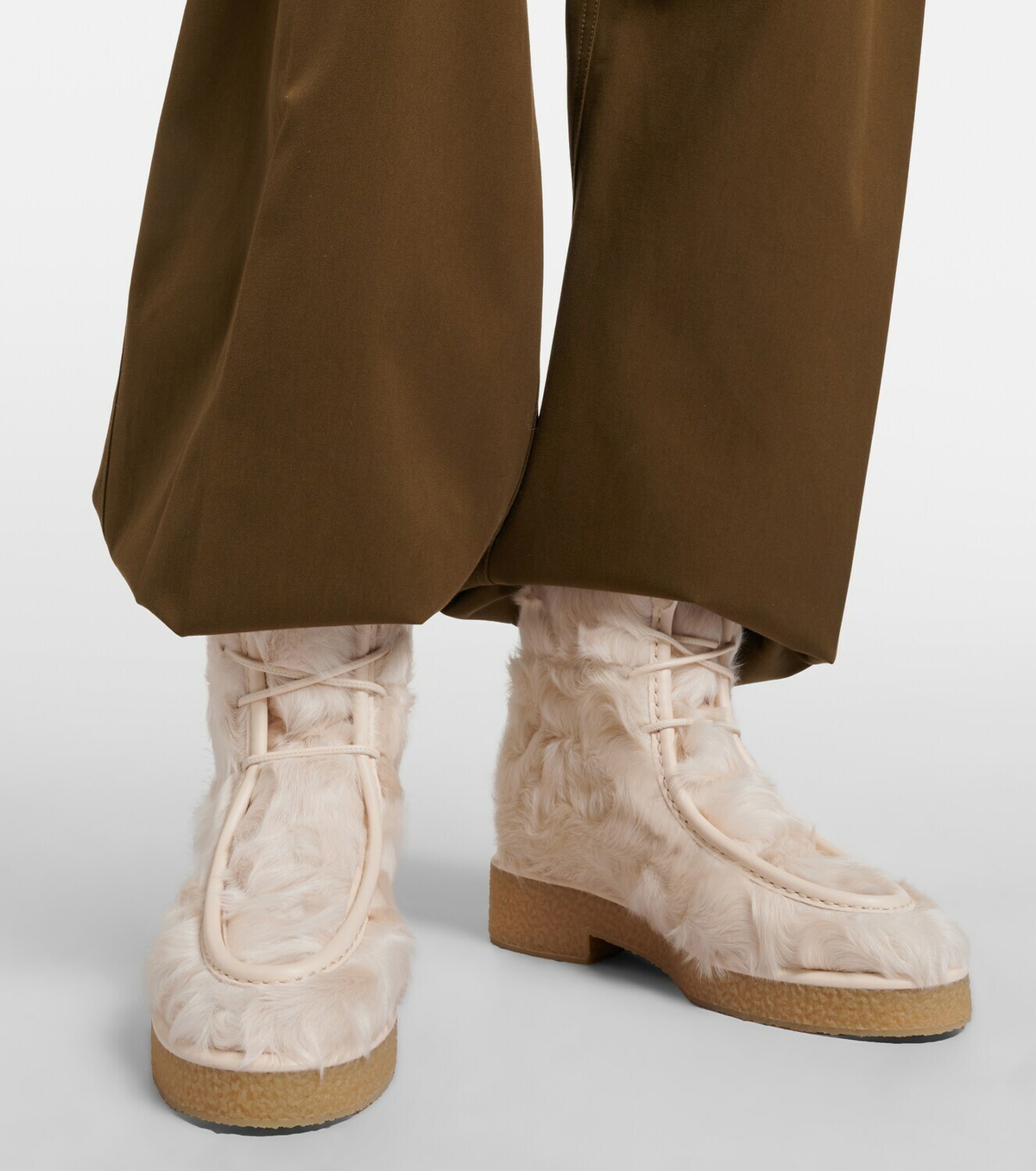 Aquazzura Frosty leather-trimmed shearling ankle boots