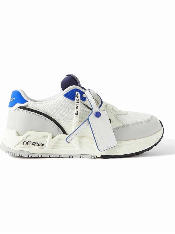 Photo: Off-White - Kick Off Suede-Trimmed Leather and Mesh Sneakers - Gray