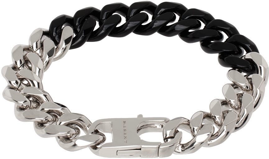 Isabel Marant Silver & Black Curb Chain Bracelet