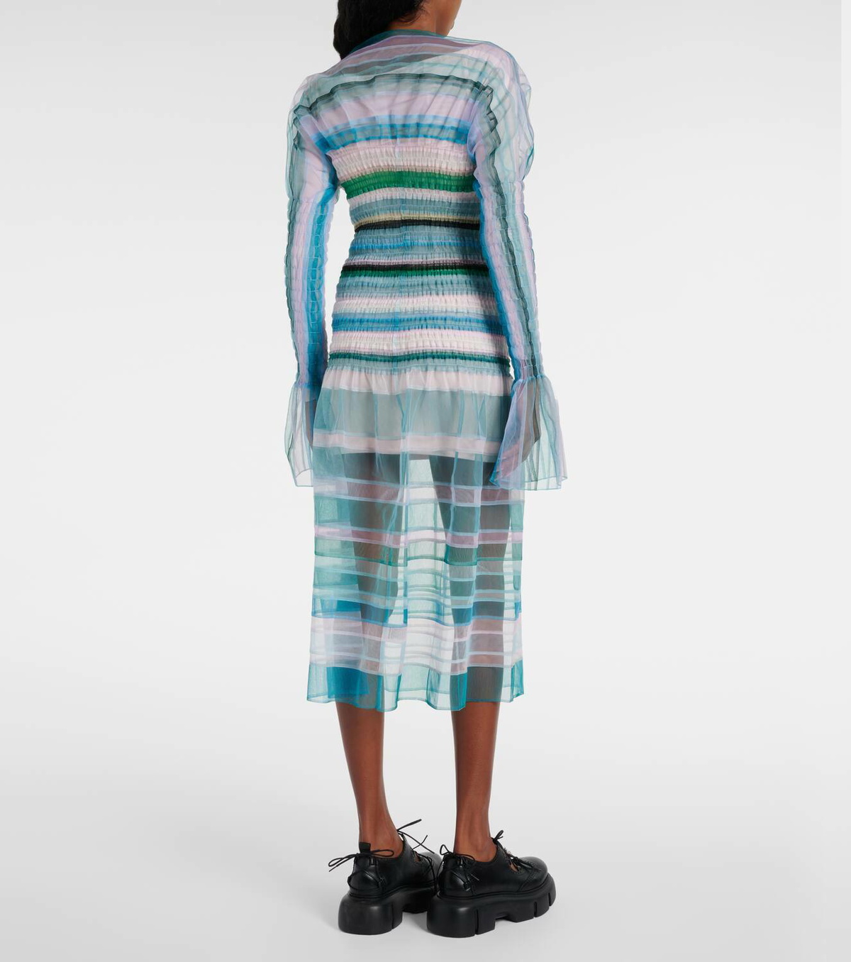 Susan Fang Striped sheer midi dress