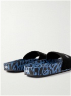 Wacko Maria - HAYN Logo-Print Leopard-Print Rubber Slides - Blue