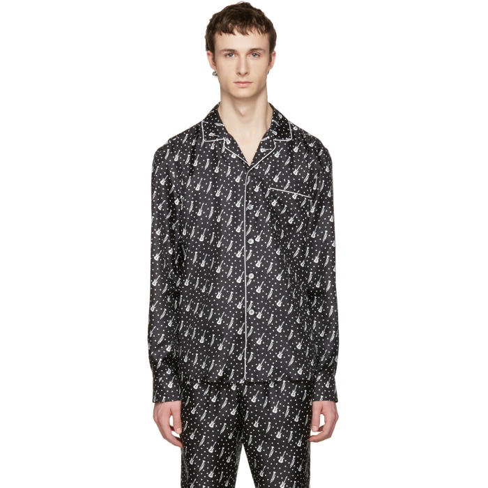 Photo: Dolce and Gabbana Black Silk Music Pajama Shirt