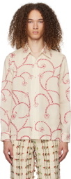 HARAGO Off-White Embroidered Shirt