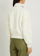 Skiim Boxy Leather Bomber Jacket Off White