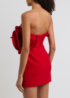 Magda Butrym Strapless Ruffled Rose Stretch-wool Mini Dress Red