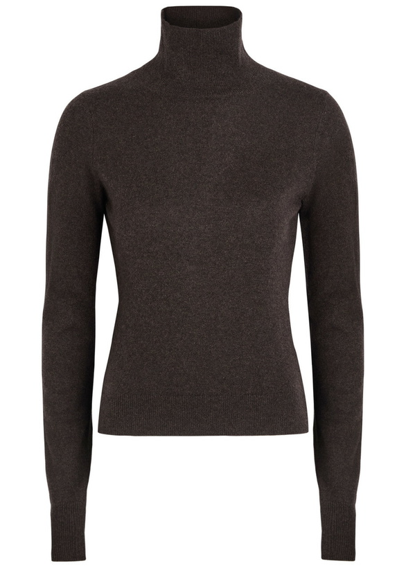 Photo: Reformation Jett Turtle-neck Cashmere top Dark Brown