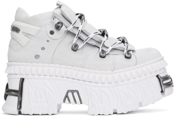Photo: VETEMENTS White & Gray New Rock Edition Fire Platform Sneakers