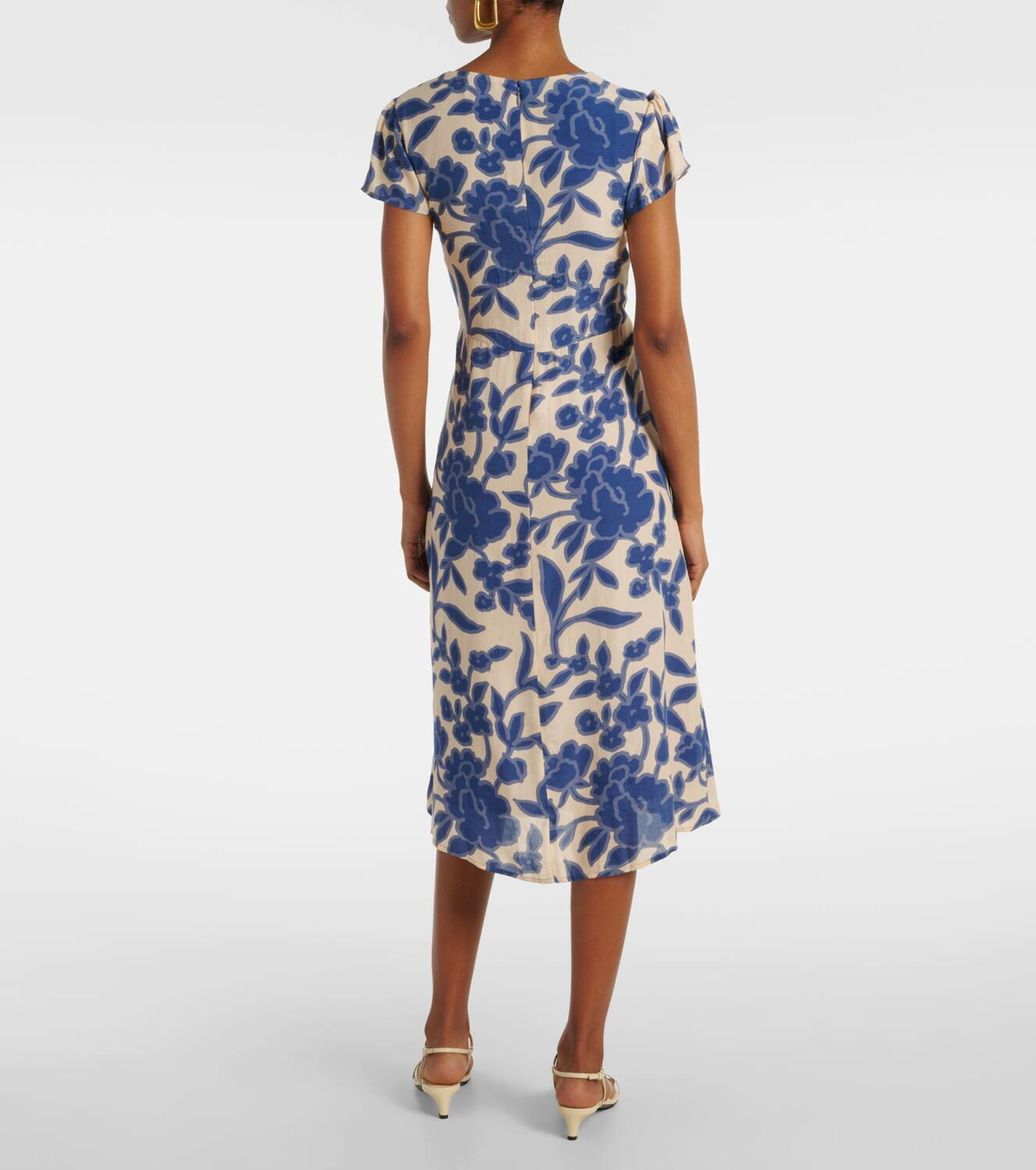 Velvet Floral crêpe midi dress