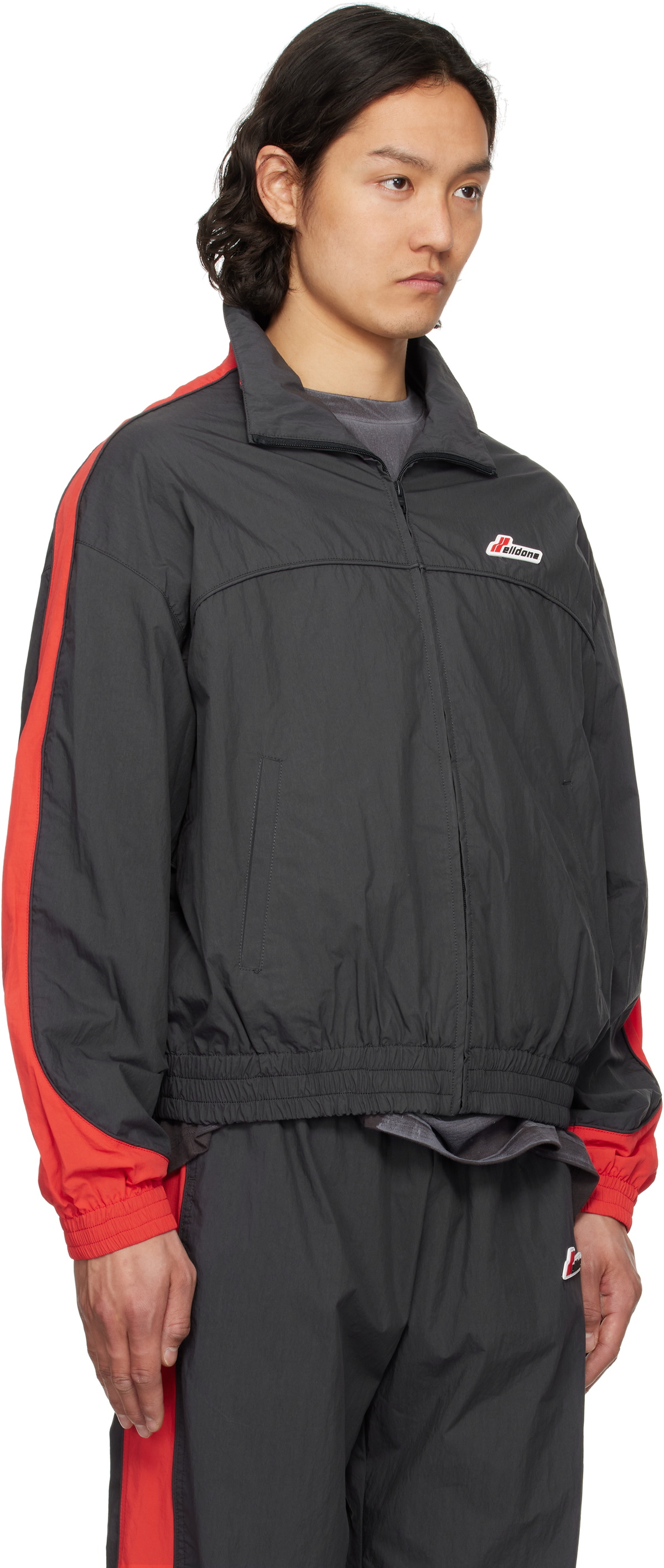 We11done Gray & Red Selldone Colorblock Track Jacket We11done