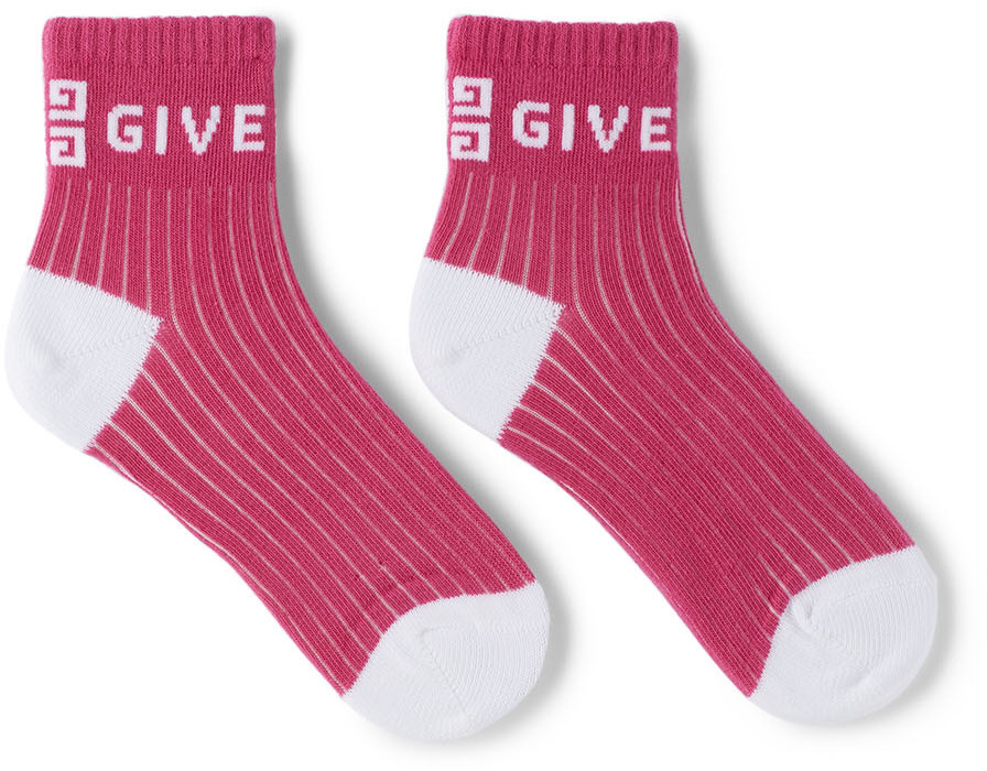 Givenchy Kids Two-Pack Pink & White Two-Tone Logo Socks Givenchy