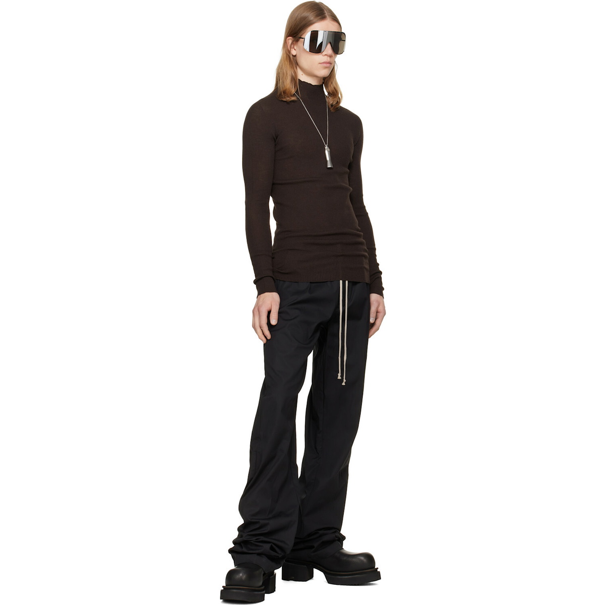 Rick Owens Brown Tower Ribbed Lupetto Sweater