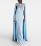 Oscar de la Renta Caped embellished silk-blend gown