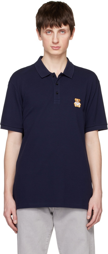 Photo: Moschino Navy Teddy Bear Polo