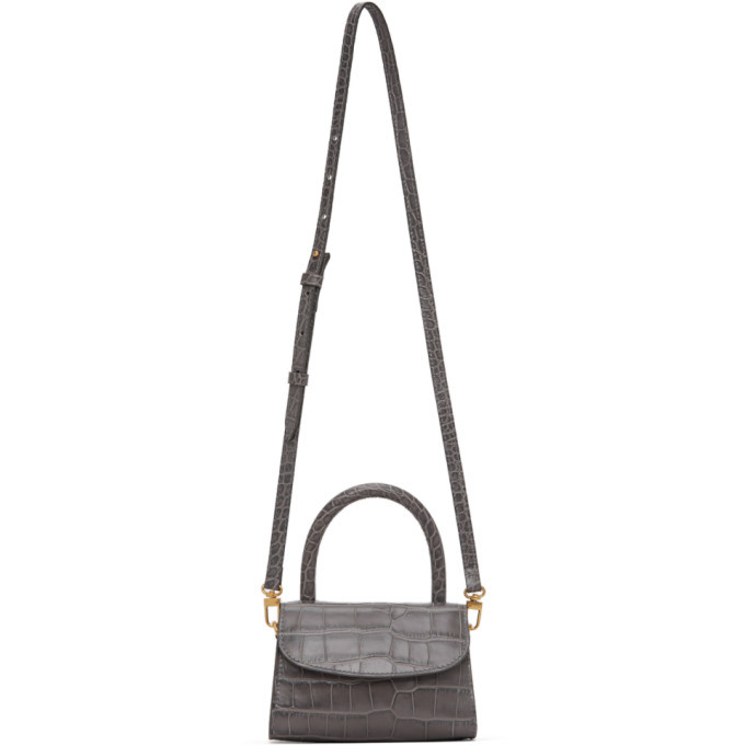 BY FAR Grey Croc Mini Top Handle Bag By Far