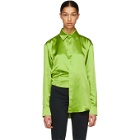 Martine Rose Green Asymmetric Silk Shirt