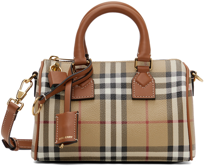 Burberry Beige Mini Check Bowling Bag Burberry