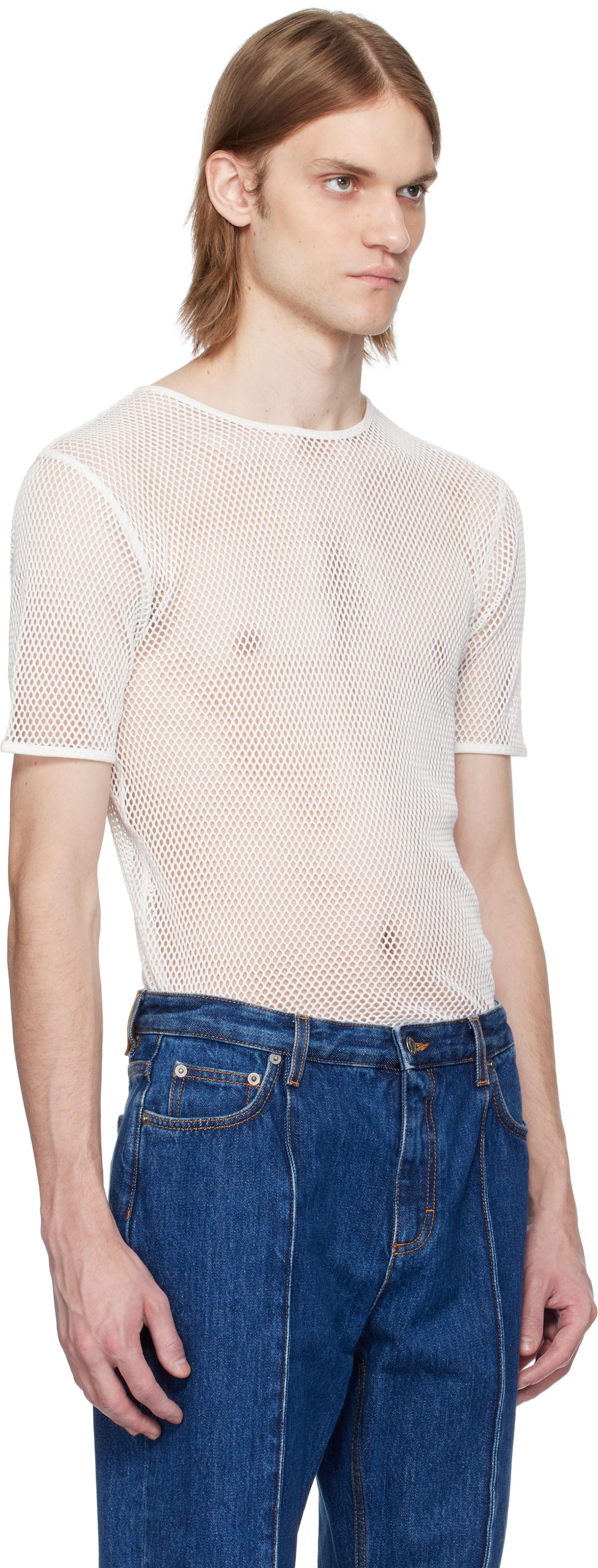 Bally White Fishnet T-shirt