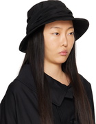 Y's Black Crepe de Chine Cross Gather Hat