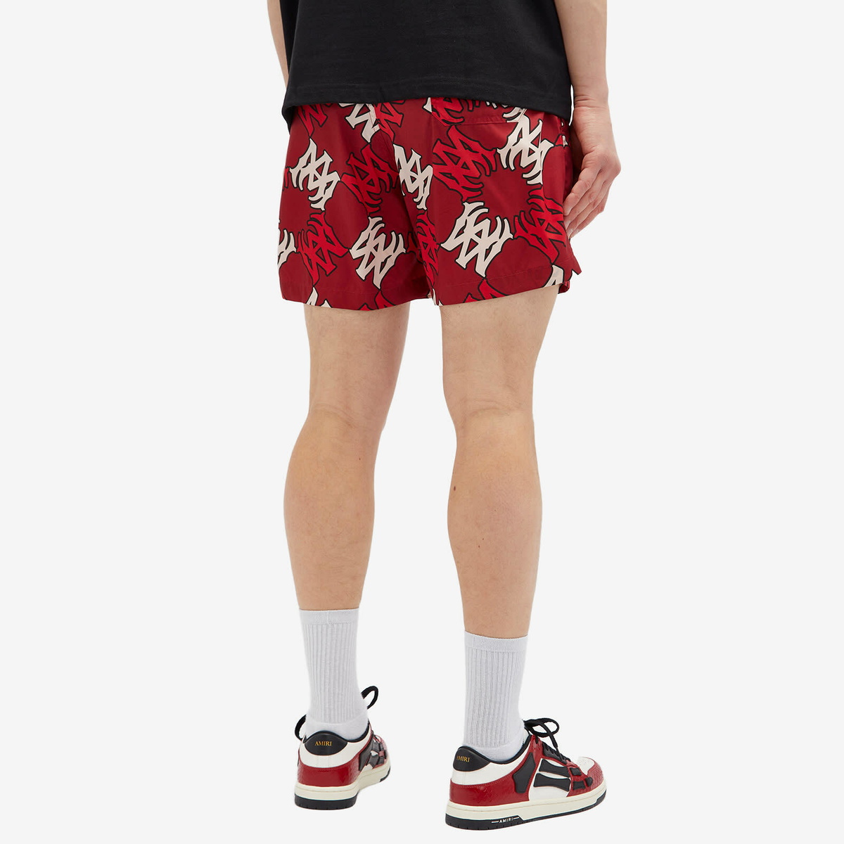 AMIRI Men's Quad Print Swim Shorts in Deep Red Amiri